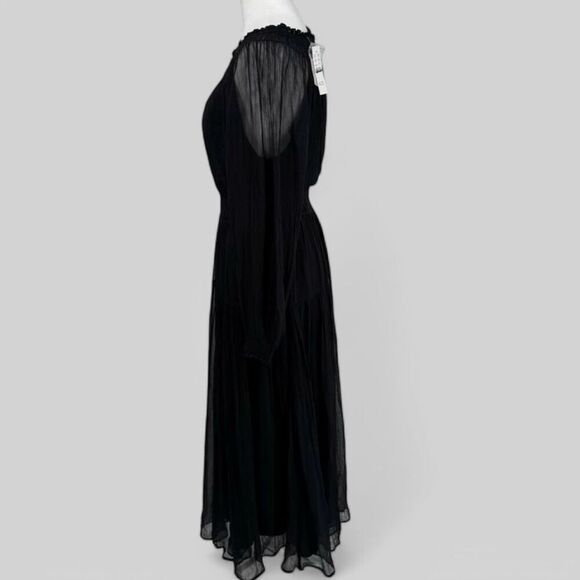 J.Crew Crinkle chiffon sheer long-sleeve dress in Black Size S NWT CF787 - Picture 7 of 11
